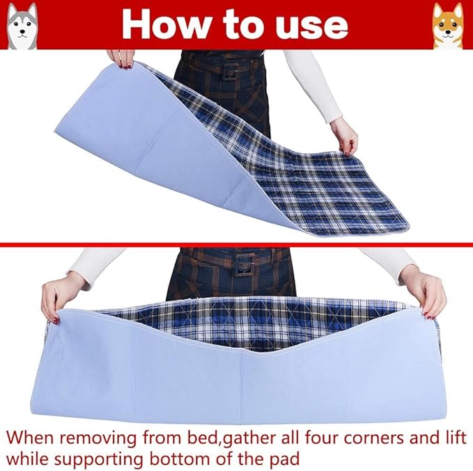 KOOLTAIL Reusable Puppy Pads, 2 Pack Washable Pee Pads for Dogs-Waterproof Non-Slip Plaid Puppy Training Pads, Absorbent Whelping Pads for Potty, Crate, Playpen, Bed, Sofa, Dog Large Mat, 36"x 48"