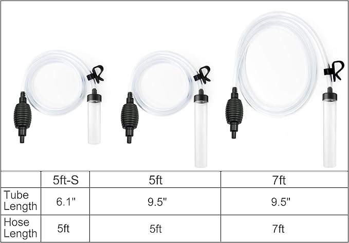 7ft Aquarium Siphon Vacuum Cleaner for Fish Tank Cleaning Gravel & Sand