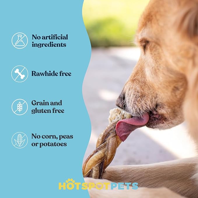 hotspot pets Braided Bully Sticks for Dogs -6 Inch Stix (5 Pack) Premium All Natural Long Lasting Twisted Beef Pizzle Dog Chews -Natural Dental Health, Grain Free, Fully Digestible Rawhide Alternative