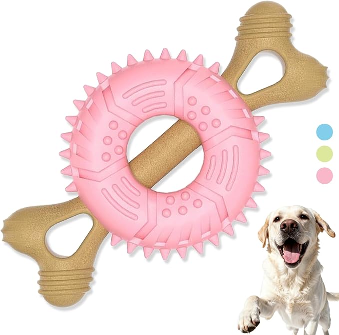 Puppy Chew Toys for Teething, Indestructible Dog Chew Toys for Aggressive Chewers - Small & Medium Breeds, Tough Puppy Toys to Keep Them Busy and Relieve Anxiety, Bone & Tire Shape Rubber Dog Toy