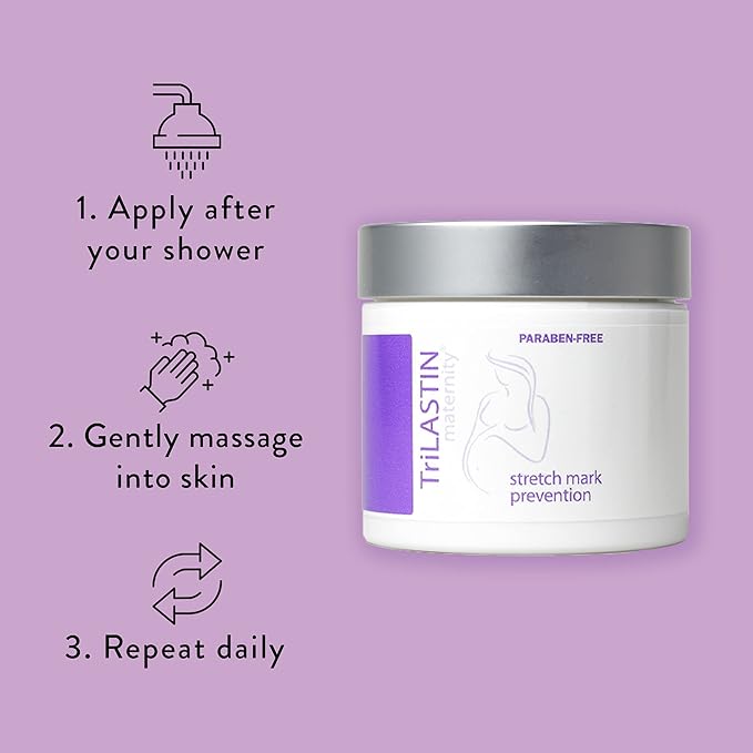TriLASTIN Maternity 1st Trimester Bundle, 3 Month Supply with (3) Maternity Stretch Mark Prevention Cream, (2) Hydro-Thermal Accelerator, Minimize Appearance of Stretch Marks, Paraben-Free