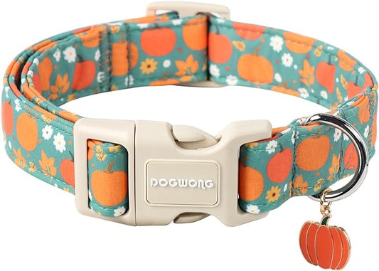 DOGWONG Fall Pumpkin Dog Collar- Cute Fall Holiday Dog Collars Adjustable Halloween Dog Collar for Small Medium Large Dogs XS