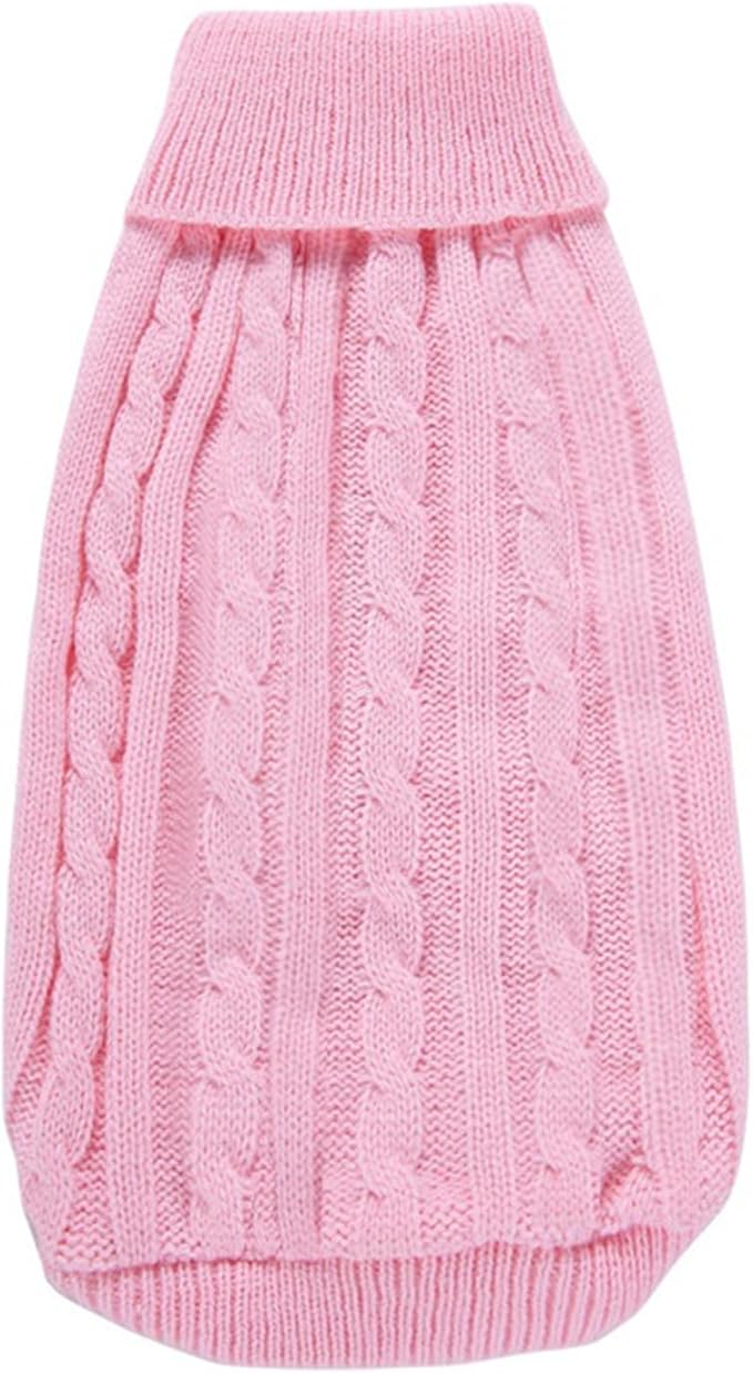 Small Dog Sweaters Knitted Pet Cat Warm Dog Sweatshirt Winter Clothes Kitten Puppy Sweater (Small,Pink)