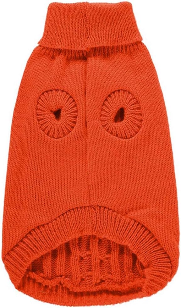CHBORCHICEN Small Dog Sweaters Knitted Pet Cat Warm Dog Sweatshirt Winter Clothes Kitten Puppy Sweater (Medium, Orange)