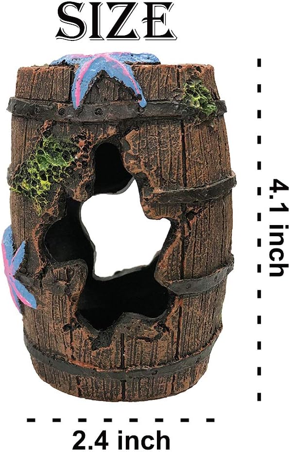 SLOCME Aquarium Broken Barrel Decorations - Betta Cave Hideout Wood Trunk Log for Fish Tank