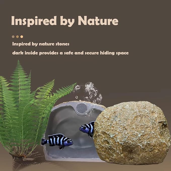 Innovative Magnetic Detachable Betta Log Aquarium Cave Shrimp Hides for Cichlid Fish, Up to 0.5 inch Thickness Large Aquirium Tank, Perfect Aquatic Decoration for Cichlid Breeding & Shrimp
