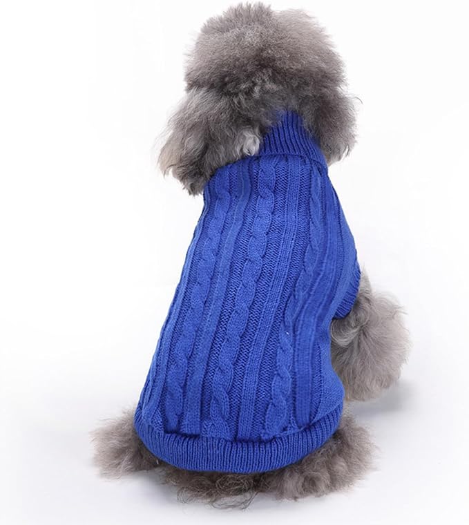CHBORCHICEN Small Dog Sweaters Knitted Pet Cat Warm Dog Sweatshirt Winter Clothes Kitten Puppy Sweater (Large,Dark Blue)