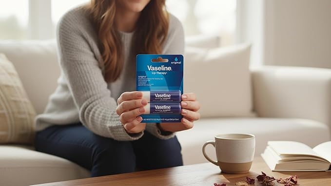 Vaseline Lip Therapy Care Original, Fast-Acting Nourishment, Ideal for Chapped, Dry, Cracked, or Damaged Lips, Lip Balm, 3-Pack of 2, 0.16 Oz Each, 6 Lip Balms