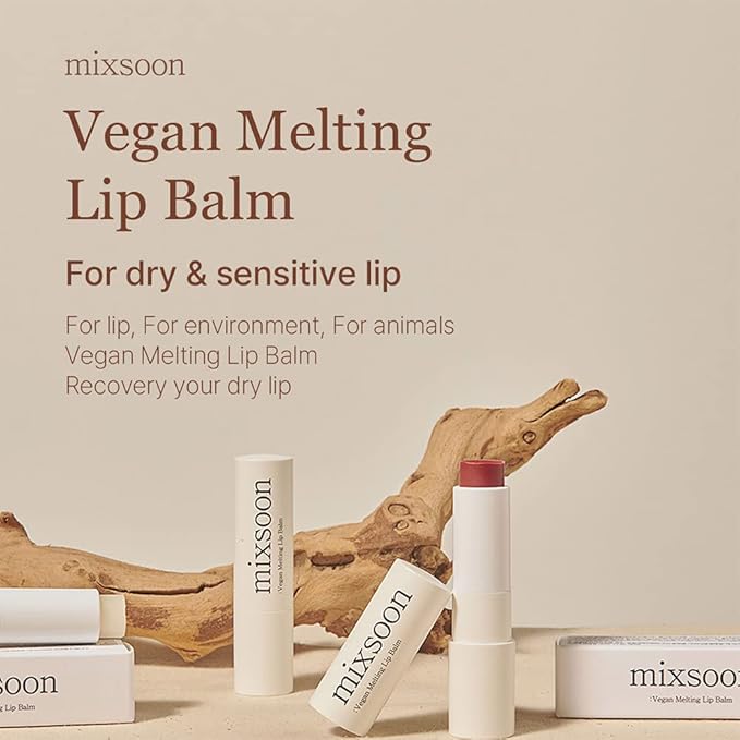 mixsoon Vegan Melting Lip Balm (Clear) - Shea Butter Moisturizing and Softening Chapped Lips Care,Transparent Finish for Smooth Hydrated Lips 4.1g / 0.13 fl. oz. Korean Glass Skin Care
