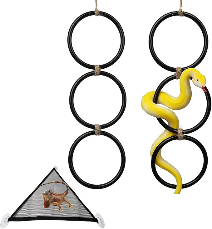 2PCS Ball Python Snake Climbing Rings - Enrichment Toys for Corn Snakes - Decorative Habitat Accessories for Reptile Tanks | Ideal for Terrariums, Bearded Dragons, Geckos, Lizards, Parrots