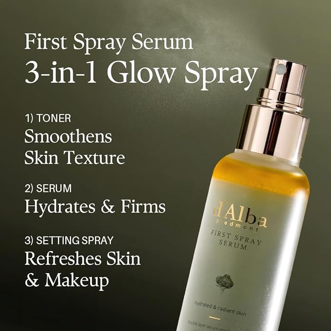 d'Alba Official White Truffle Spray Serum, 3 Solutions, Gift Set (1.76 fl oz (52 ml) x 3ea), Stocking Stuffers, Vegan Skin Care, Glow Serum for Radiant Skin, All In One Mist, Korean Skin Care