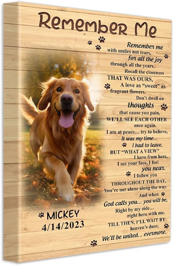 S101616 Dog Memorial Portrait Canvas Gifts - Remember Me Memorial Personalized With Picture Date