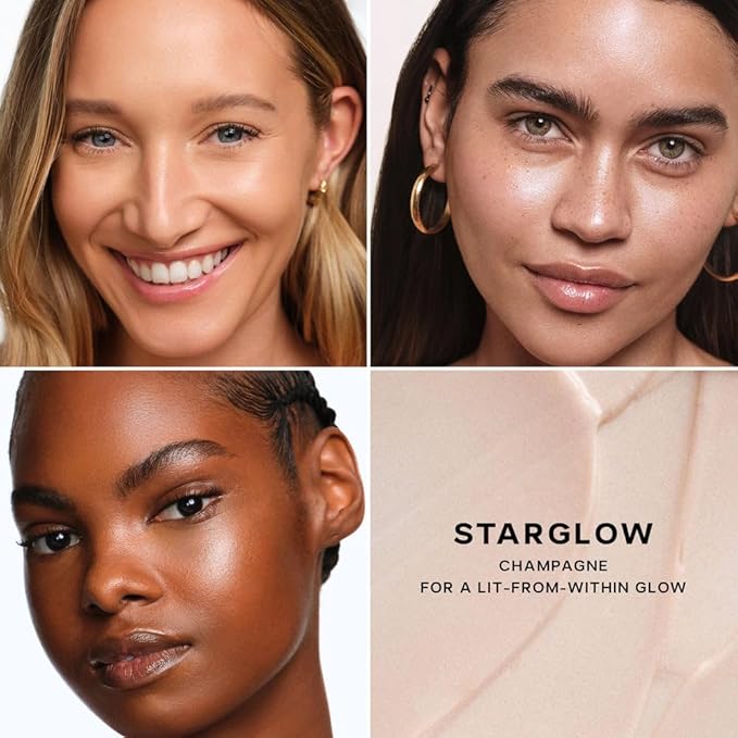 Saie Mini Glowy Super Gel Trio Gift Set - Lightweight Makeup Primer & All-Over Liquid Highlighter for Instant Glowy, Glass Skin - With Glycerin & Squalane - Starglow, Roseglow & Sunglow (0.5 oz Each)