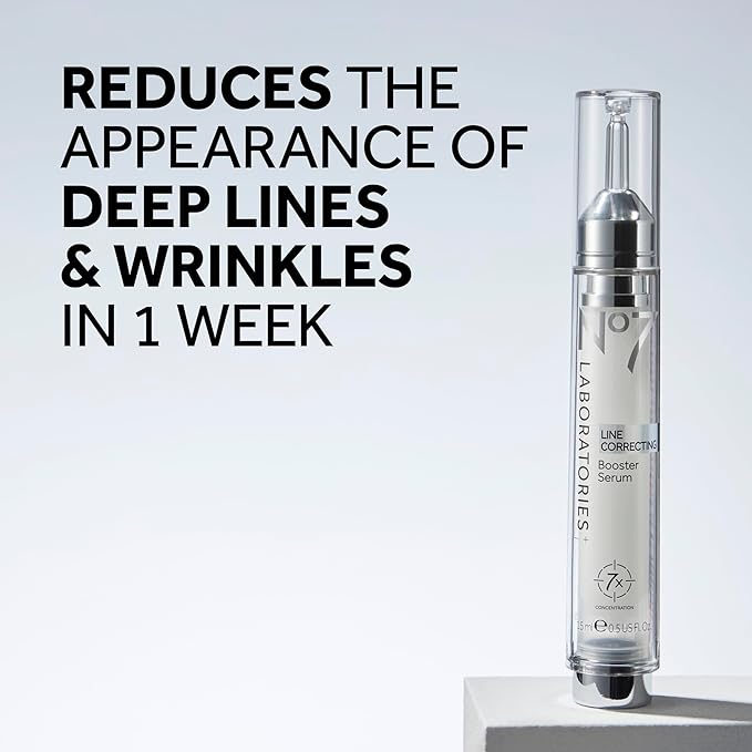 No7 Laboratories Line Correcting Booster Serum - Potent Collagen Peptide Serum for Fine Lines and Wrinkles - Moisturizing Formula for All Aging Skin Types (15 ml)