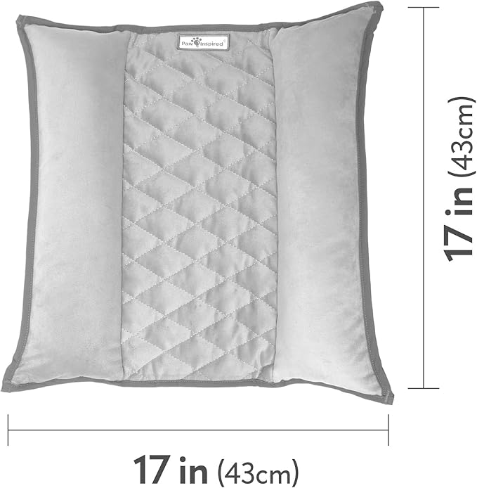 Paw Inspired Snuggle Bunny Bolster Bed for Rabbits, Cats, Dogs, Small Pets, 17x17-Inch Reversible Fleece Flop Bedding with Padded Sides (Gray/Light Gray)