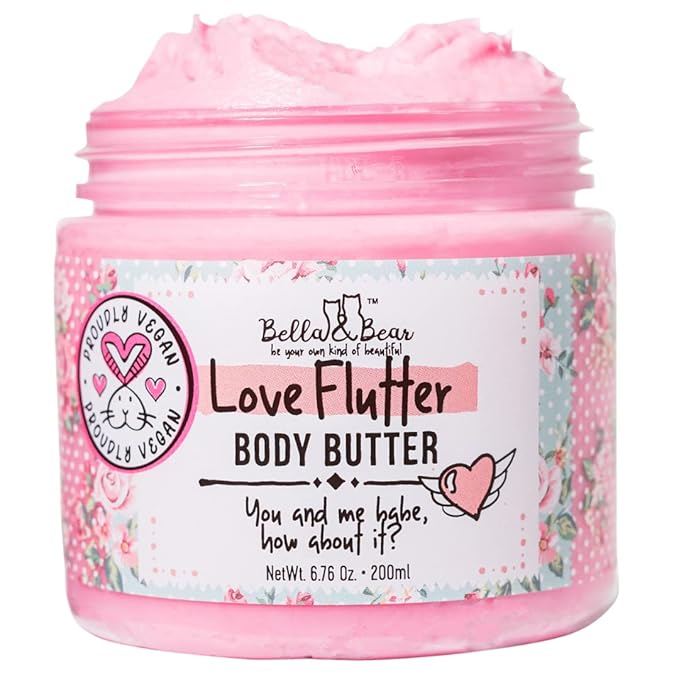 Bella & Bear Love Flutter Body Butter - Hydrating Cream for Soft, Smooth Skin | Perfect for Stretch Marks & Scars | 6.7oz of Nourishing Love