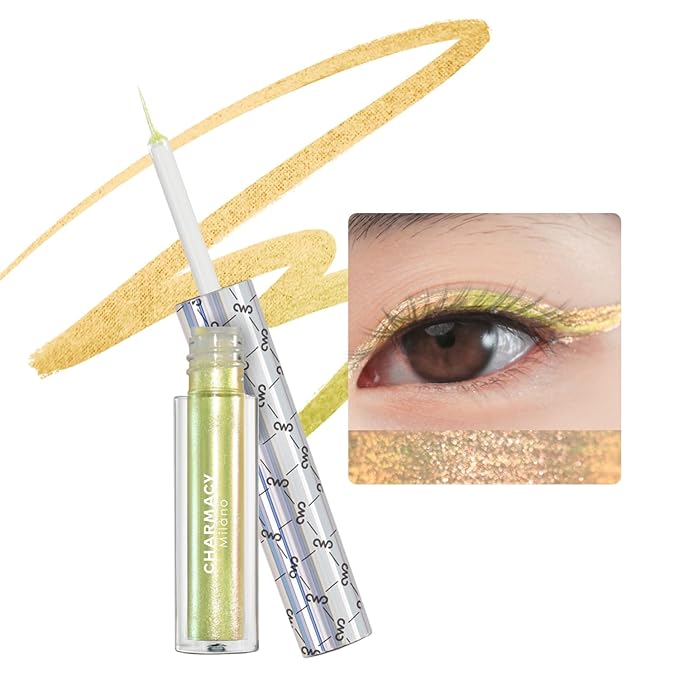 CHARMACY Chameleon Liquid Glitter Eyeliner - Highly Pigmented, Metallic MultiColor Shifting, Waterproof, Ultra-Fine Tip, Longwearing, Smudge-proof (#302)