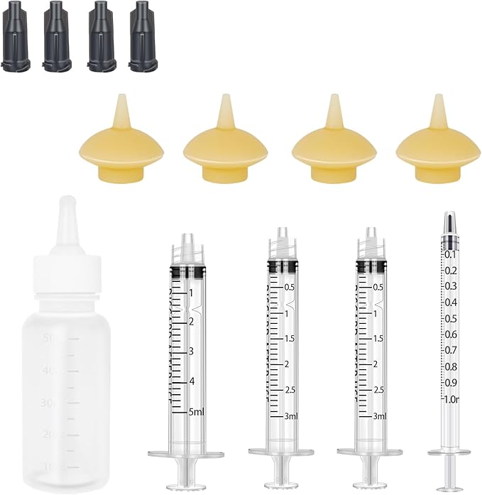 Mini Pet Feeding Bottle and Syringes with Nipples for Small Cat Dog Animals,Kittens, Puppies, Rabbits, Small Animals, Squirrel (Model 5)