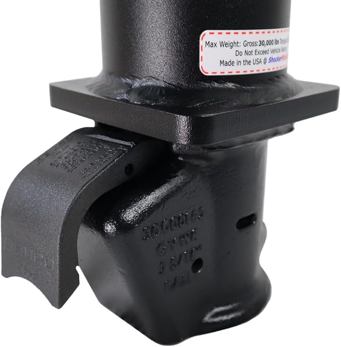 Shocker Replacement Gooseneck Stem & Demco Coupler for 2-5/16" Ball - Round 4" Straight Pin - Black - 30,000 lbs - Adjustable