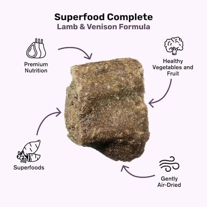 BADLANDS RANCH by Katherine Heigl- Superfood Complete, Air-Dried Adult Dog Food - High Protein, Zero Fillers, Superfood Nutrition (64 Ounce (Pack of 4), Lamb & Venison)