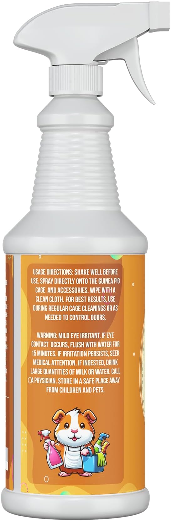 32oz Guinea Pig Cage Cleaner & Deodorizer Spray - Safe & Effective Odor Eliminator for Small Animal Cages - Non-Toxic & Pet Safe Friendly Formula - Made in the USA