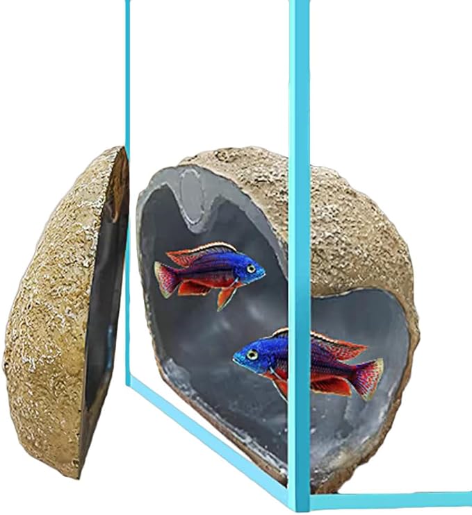 Innovative Magnetic Detachable Betta Log Aquarium Cave Shrimp Hides for Cichlid Fish, Up to 0.5 inch Thickness Large Aquirium Tank, Perfect Aquatic Decoration for Cichlid Breeding & Shrimp