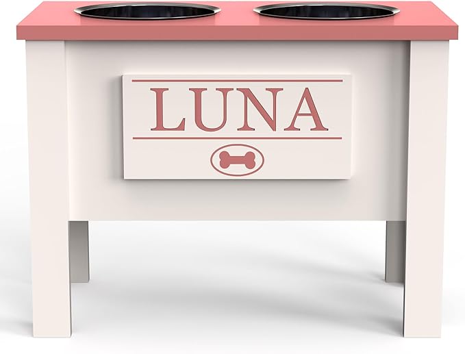 GTW Personalized Elevated Dog Bowl Stand for Large, Medium, Small, X-Small Dogs - Stainless Steel Food and Water Bowls - Raised Dog Dish (X-Large, Magenta)