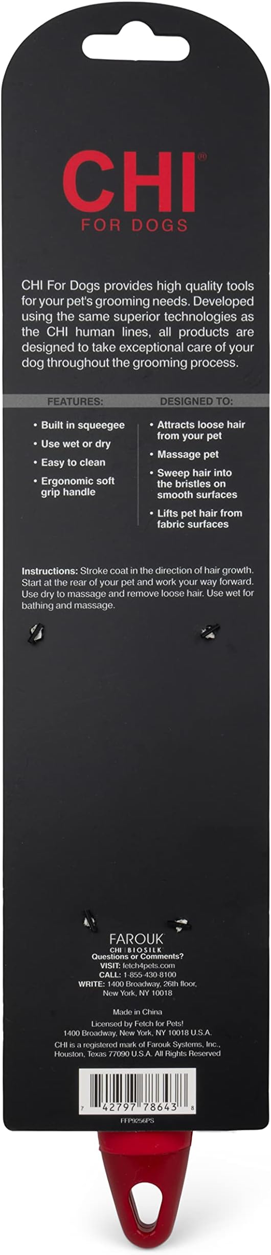 CHI for Dogs Rubber Fur Accumulator Brush - Multi-Use Dog Grooming Tool for Loose Hair and Lint - Effective Fur and Lint Remover for Furniture, Clothing, and Car Seats - Easy to Clean