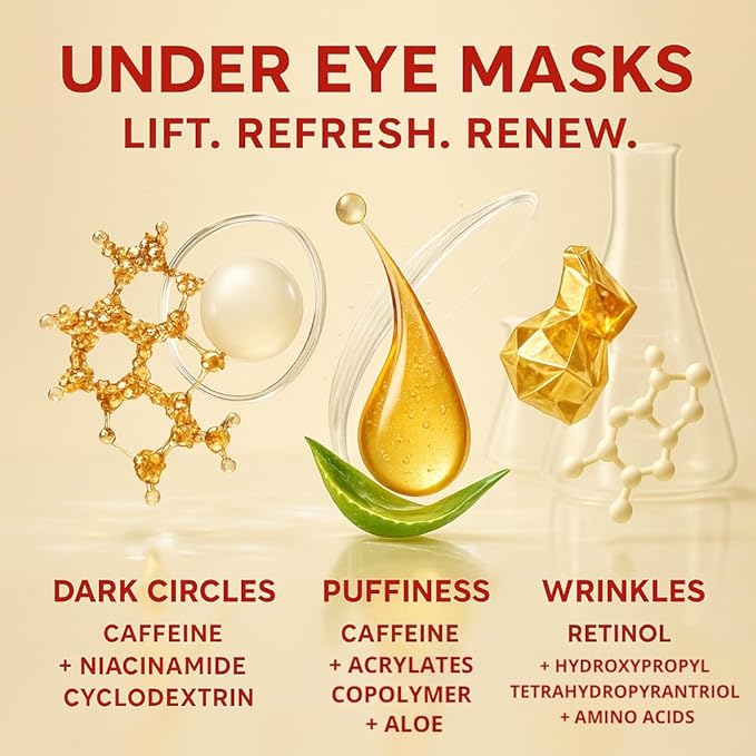 GONIM Under Eye Patches with Salmon DNA, Collagen Peptide, Caffeine & Retinol, Eye Patches for Puffy Eyes and Dark Circles with PDRN, Eye Masks for Dark Circles and Puffiness, Gifts for Women,4pairsx2