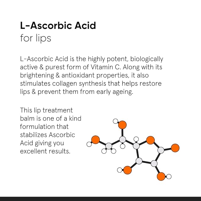 Minimalist Lip Balm for Moisturizing, Softening & Brightening Lips | L-Ascorbic Acid 8% with Vitamin E, Radianskin & Glycerine | For Women & Men | 0.42 Oz / 12 gm