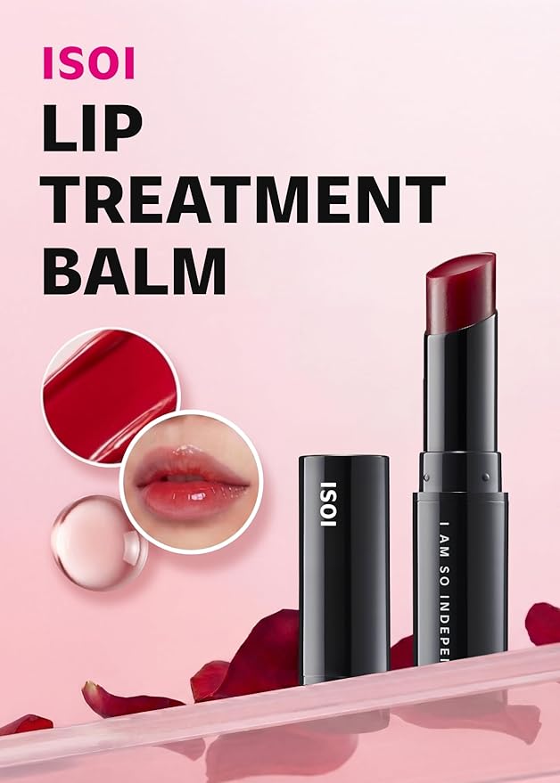 ISOI Bulgarian Rose Lip Treatment Balm (Pure Red) – Hydrating & Tinted Lip Balm for Dry Lips, Korean Skincare (0.18 oz, 5g)