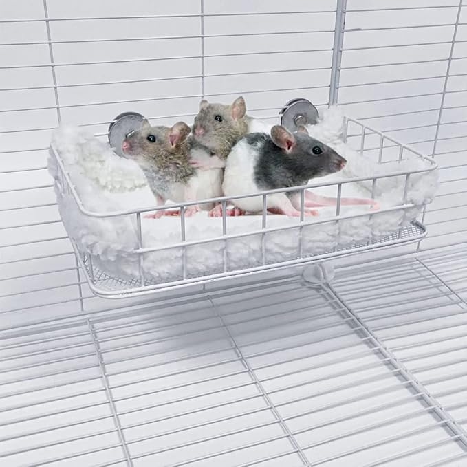 Rat Cage Platform, All-Metal Basket Chew-Proof Design, Chinchilla Toys and Cage Accessories Ledge Ramp fit Ferret, Guinea Pig, Sugar Glider
