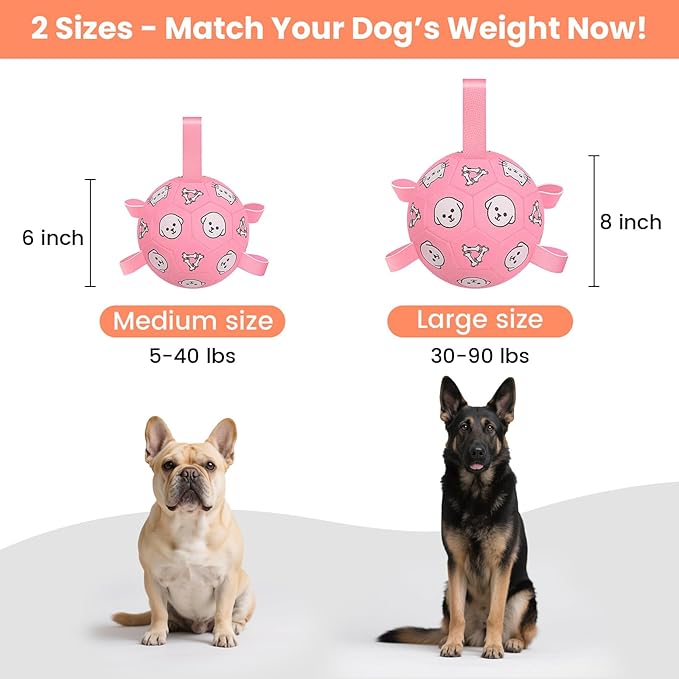 Dog Soccer Ball, Dog Toy Soccer Balls with Grab Tabs, Herding Ball for Dogs, Water Pool Dog Toys for Indoor/Outdoor Play – Great Dog Birthday Gift for Medium & Large Dogs, 8 Inch