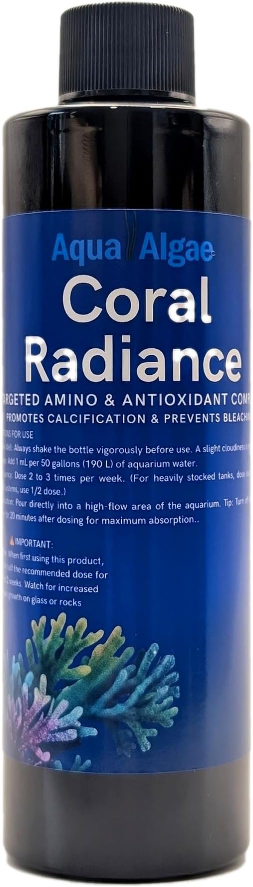 Coral Radiance – Premium Reef Aquarium Amino Acids with Glutathione – Targeted Coral Food for Growth, Color & Bleaching Resistance – Ultra-Pure Formula for SPS, LPS & Soft Corals - 8 fl oz