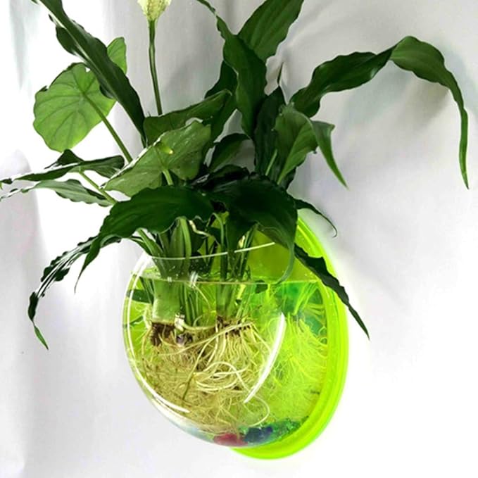 Acrylic Wall Mounted Mini Aquarium Fish Tank & Modern Hanging Planter Pot - Space-Saving Home Decor (Mirror)