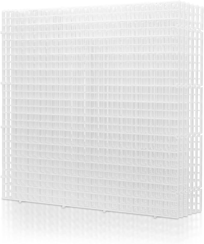 LINLAN 6 Pieces 11.8x11.8in (30X30cm) Aquarium Grid Plastic, Fish Tank Divider, Egg Crate for DIY Filtration and Bottom Protection in Aquascaping (White-No Accessories)