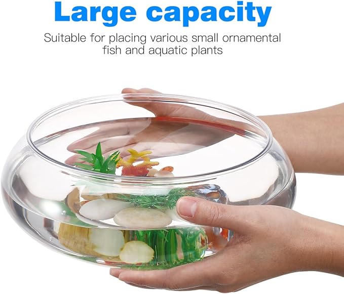 SUPVOX Clear Fish Tank Plastic Vase Bowl Wide Mouth Flower Vase Round Terrarium Plastic Hydroponic Planter Floral Container Clear Fish Bowl for Table Centerpiece Home Decoration 2800ml