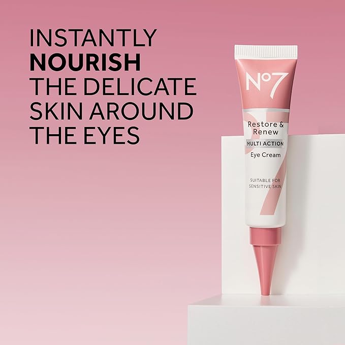 No7 Restore & Renew Multi Action Eye Cream - Skin Renewing Under Eye Cream for Puffiness & Dark Circles - Moisturizing Formula for Wrinkles (15ml)