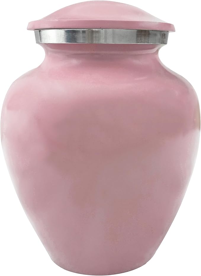 Pink Pet Cremation Urns, Urn for Cats, Dogs, Artwork Cremation Urn, Ash Urns with Personalized Engraving (Angel Wings)