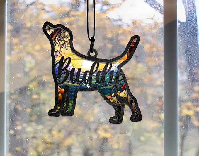NAZENTI Personalized Dog Suncatcher Memorial Ornament, Dog on Moon for Lovers Loss, Memory Remember, Sympathy Gift
