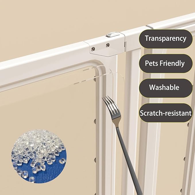 Dog Gate Stopper Cat Gate Pet Gate Playpen,Barrier Free for Stairs and Doorways Pressure Mounted Easy Install 27.4"-33.1" Adjustable Extra Wide Indoor to Step Over, 32.7" Tall (Extra Large)