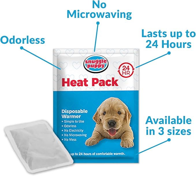 Original Snuggle Puppy Toys - Heartbeat Puppy for Dogs - Pet Anxiety Relief and Calming Aid - Comfort Dog Toys for Behavioral Training - Plus 6 Heat Packs