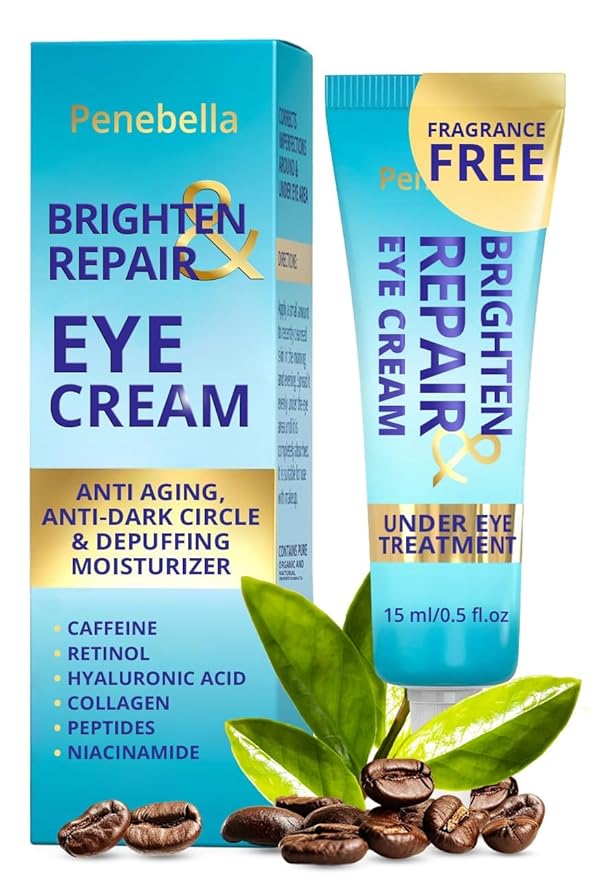 Under Eye Brightener for Dark Circles – 4 in 1 with Niacinamide, 5% Caffeine, Retinol & Peptides - Eye Cream Anti Aging for Reduce Wrinkles, Puffiness and Bags Under Eyes