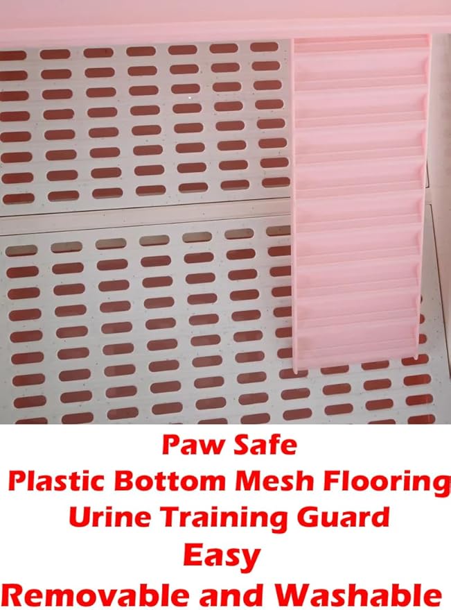 Pink X-Large Deluxe in/Outdoor Guinea Pig Chinchilla Ferret Squirrel Hedgehog Kitten Rabbit Bunny Hutch House Critter Home Habitat Paw Safe Bottom Mesh Floor Pull Out Easy Clean 2-Inch Deep Tray