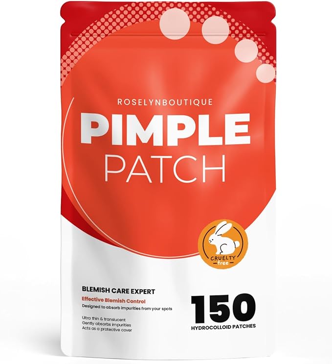 ROSELYNBOUTIQUE Pimple Patches for Face - Hydrocolloid Acne Patches with Tea Tree Oil, Zits Blemishes Pore Strips - Vegan Facial Skin Care Products Cruelty-Free (150 Counts - 4 Sizes)