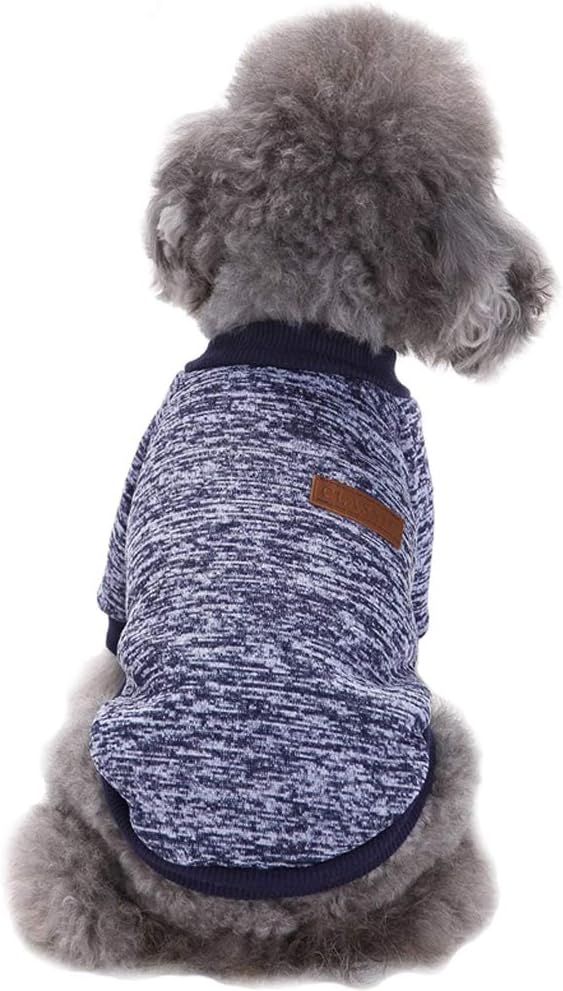 Jecikelon Dog Clothes Dogs Sweater Soft Puppies Clothing Winter Puppy Sweaters Warm Outfit for Dogs Small XXS XS Cat Apparel (Navy Blue, XS)