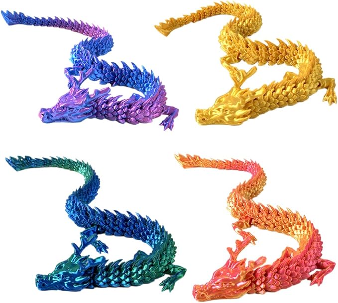 12In 3D Printed Dragons, Mini 3D Printed Animals Fidget Toys for Halloween, Fun Party Favors for Kids, Unique Birthday Gift, Classroom Rewards, 3D Printed Desk Pets Articulated Toy
