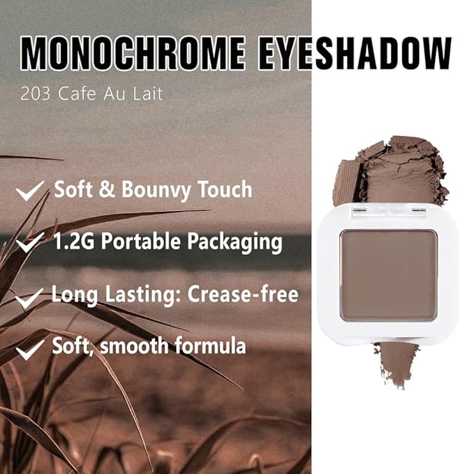 Kaely Pressed Single Eyeshadow Makeup, Cocoa Brown Matte Highly Pigmented Monochrome Eye Shadow Palette, Waterproof Neutral Powde Mini Eyeshadow, sombras para ojos, Lightweight Blendable, 18