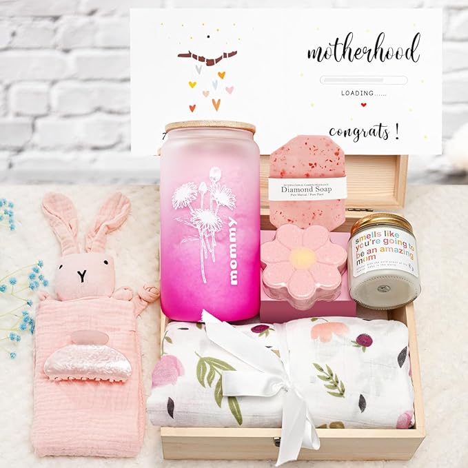 New Mom Gifts,New Mummy Care Package After Baby,Pregnancy Gifts Basket for Expecting Mom,First Time Mothers Day Gift for New Mom Birthday Spa Gifts for Women