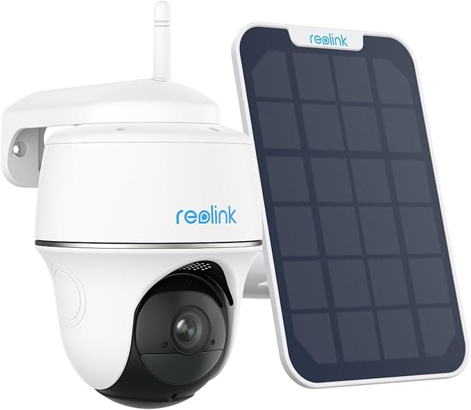 REOLINK Argus PT Lite+SP - 3MP Solar Wireless Camera Security Outdoor, 360° Pan-Tilt, Person/Vehicle Detection, 2.4GHz WiFi Solar Powered Camera for Home Security, No Monthly Fee, Local Storage